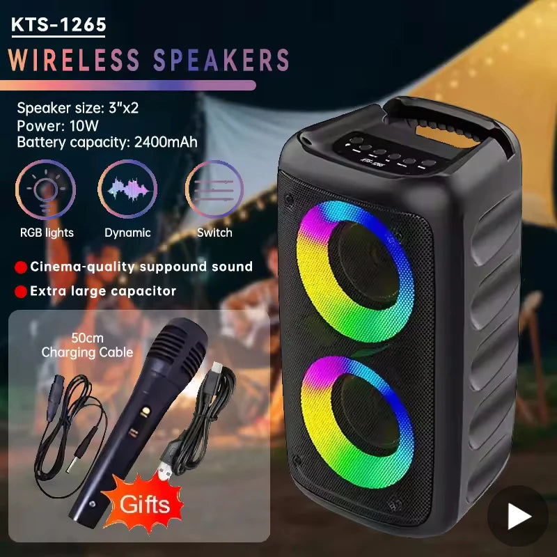 Karaoke Senza Fili Altoparlante Bluetooth Portatile Con Subwoofer Microfono Radio FM Lampada LED TWS Cassa Sonora
