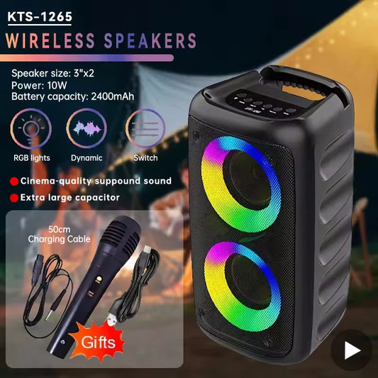 Karaoke Senza Fili Altoparlante Bluetooth Portatile Con Subwoofer Microfono Radio FM Lampada LED TWS Cassa Sonora