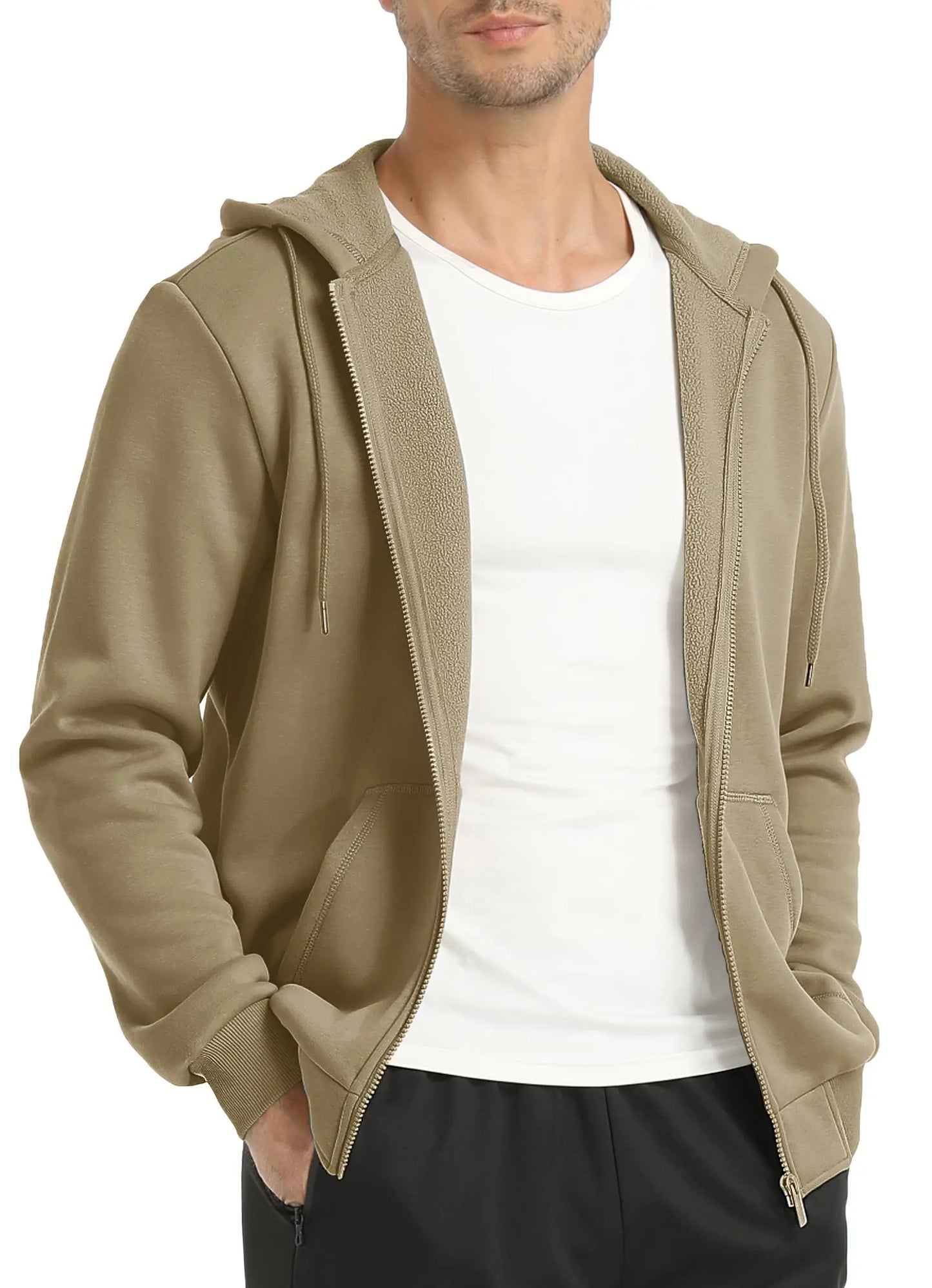 Tacvasen Felpa Con Cappuccio Uomo In Pile Con Tasche Grandi Con Zip Intera Casual Sportivo Per Running Escursionismo