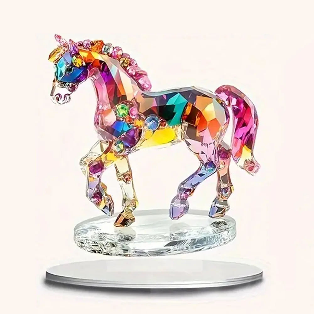 Statua di Cavallo 2D in Acrilico con Supporto - Decorazione da Tavolo Multiuso per Ufficio, Soggiorno, Camera da Letto