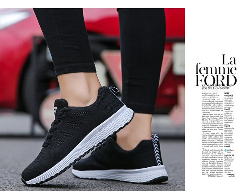 Scarpe Casual Traspiranti Da Donna Walking Mesh In Nylon Tessuto Calzature Femminili Leggere