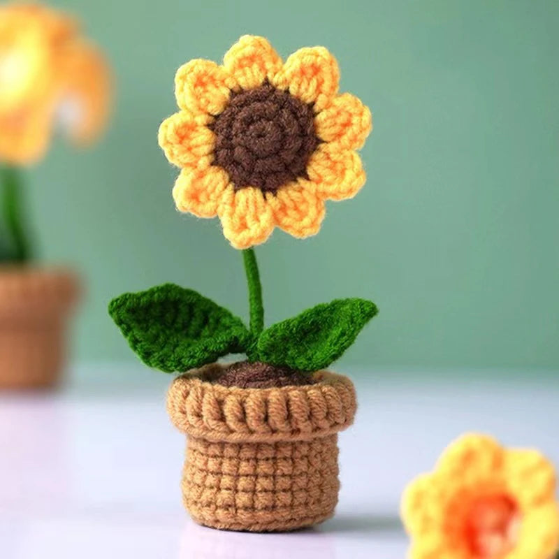 Fiore In Vaso Fai Da Te Rosa Mini Tessuti A Mano Per Scrivania Ufficio Decorazione Casa Filo Di Lana