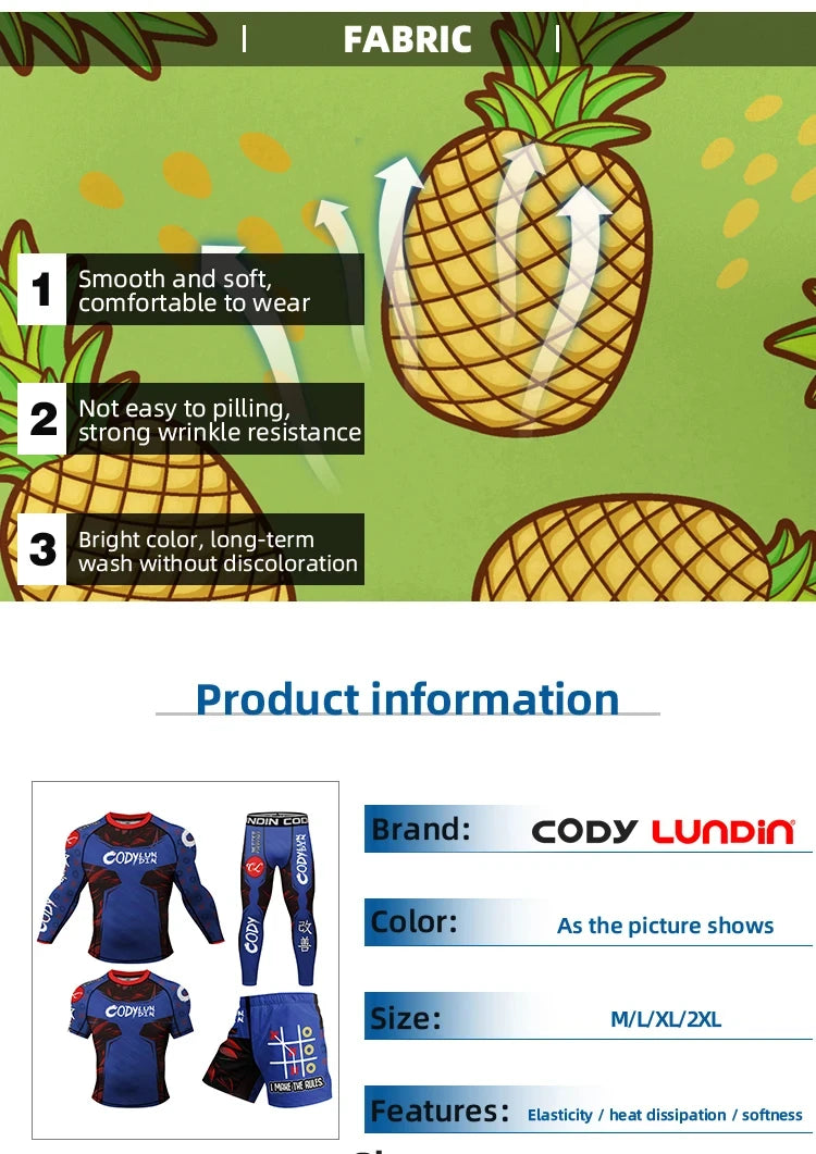 Rash Guard BJJ Uomo Jiu Jitsu Stampa Sublimazione Design Arte Marziale Abbigliamento Compressione Set Breve