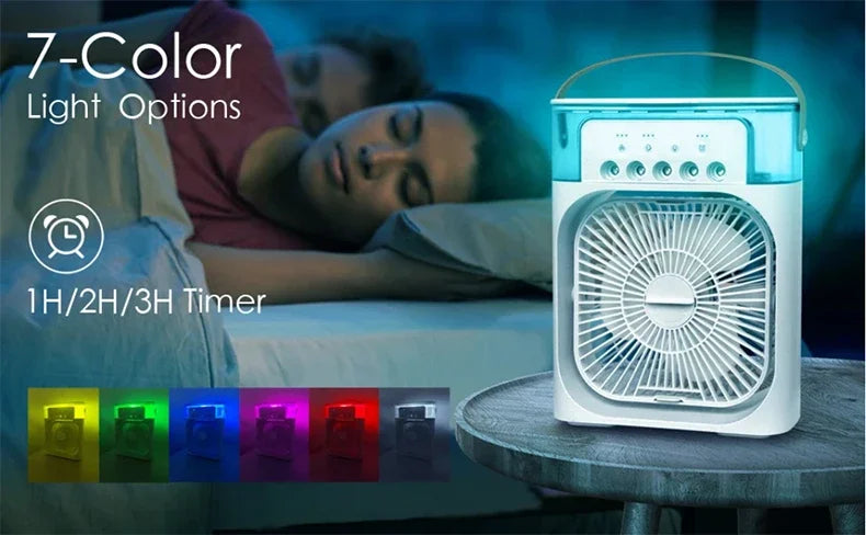Raffreddatore D'Aria Portatile Con Ventilatore A Tre Velocità Umidificatore Luci Notturne LED Per Ufficio Casa Moderna
