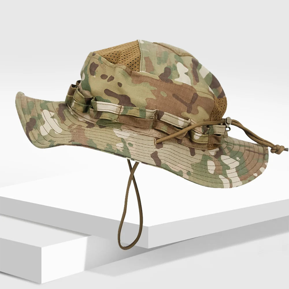 Cappello Boonie Camouflage Protezione Solare Traspirante Antivento Uomo Per Escursionismo Pesca Caccia