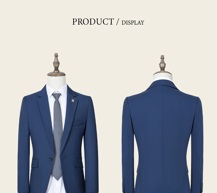 ST Cassy Abito Uomo Slim Fit Tinta Unita Monopetto Pantaloni Set Da 2 Pezzi Formale Ufficio