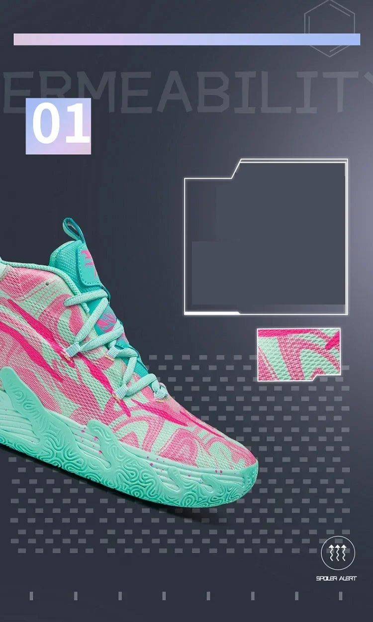 Scarpe Da Basket Da Uomo Allenamento Sul Campo Traspiranti In Mesh Antiscivolo Mid Cut Design Lussuoso