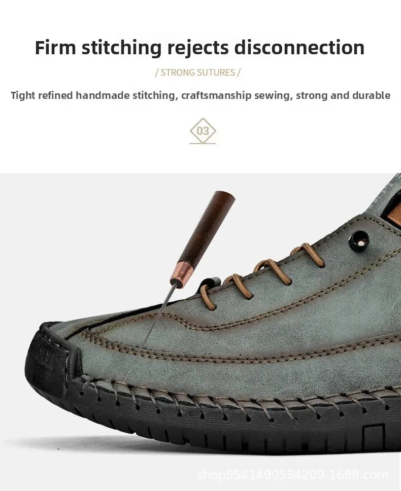 Scarpe Casual Da Uomo In Pelle Cucita A Mano Antiscivolo Con Fondo Grande E Fibbia Centrale