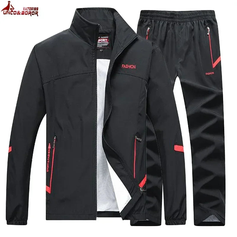 Tuta Sportiva Uomo 2 Pezzi Giacca Con Zip Pantaloni Vita Elastica Allenamento Pallacanestro