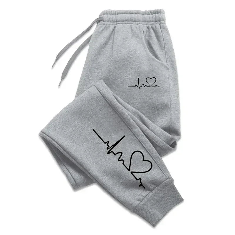 Pantaloni Sportivi Da Donna Con Stampa A Cuore, Pantaloni Fitness Casual Di Alta Qualità, Larghi E Alla Moda