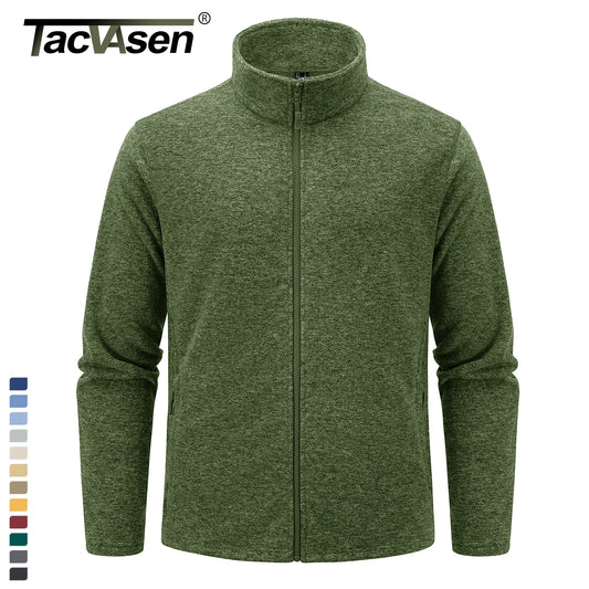 TACVASEN Giacche leggere in pile con colletto alla coreana Giacca casual primaverile da uomo con zip intera Abbigliamento sportivo da esterno con tasche Capispalla Top