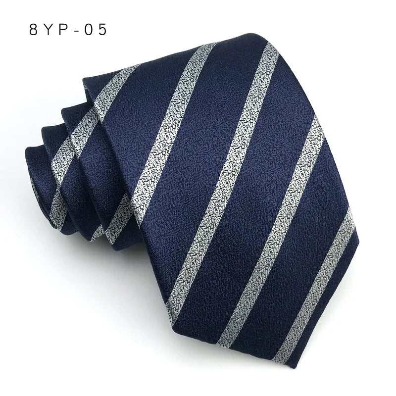 Cravatta Da Uomo 8 Cm In Poliestere Jacquard A Righe Classica Per Matrimonio E Affari Ascot YISHLINE