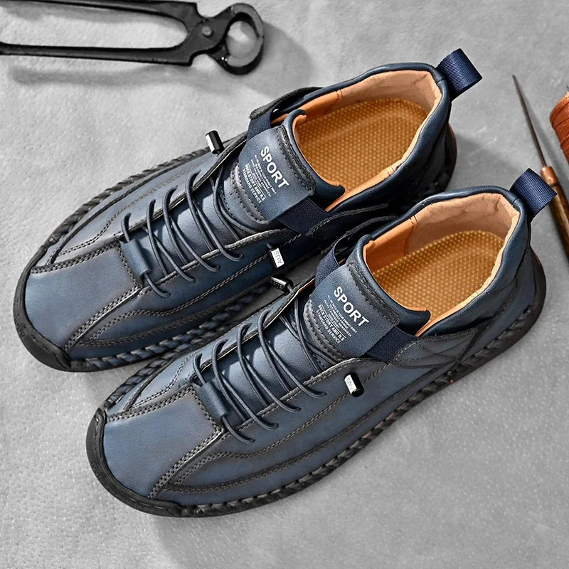 Scarpe In Pelle Cucite A Mano Uomo Scarpe Casual Da Passeggio Antiscivolo Leggere Esterno Taglia 47 48 Mocassini Slip On