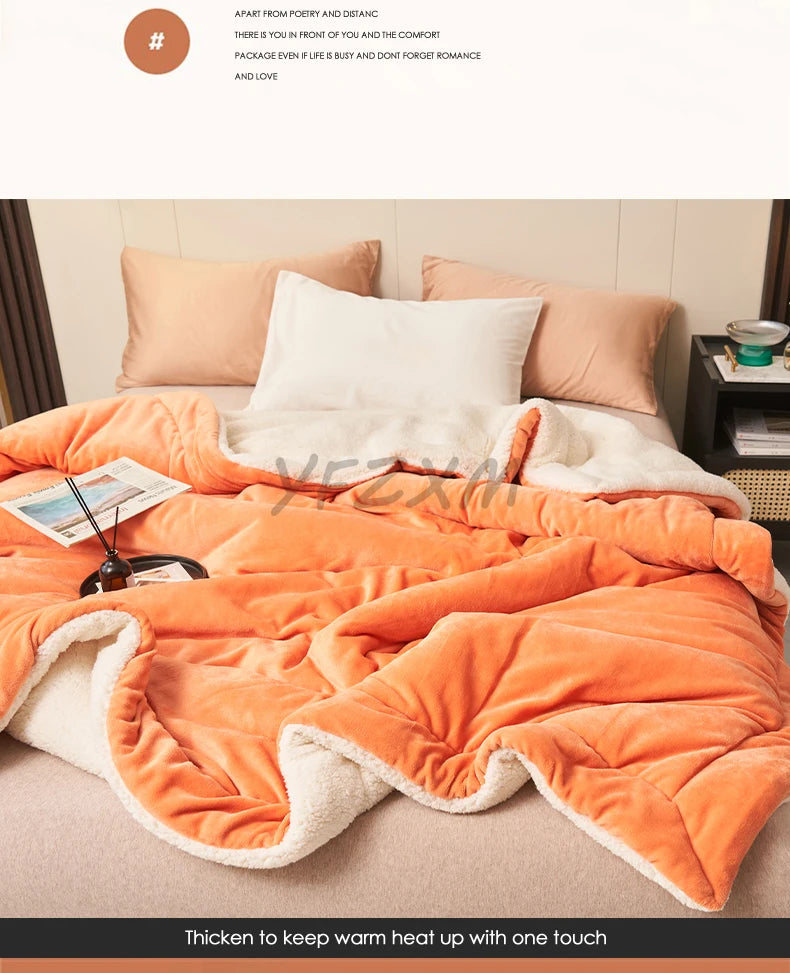 Coperta Super Morbida In Lana Di Agnello Imitazione Pile Autunno Inverno Doppia Regina Per Divano Latte Alta Qualità