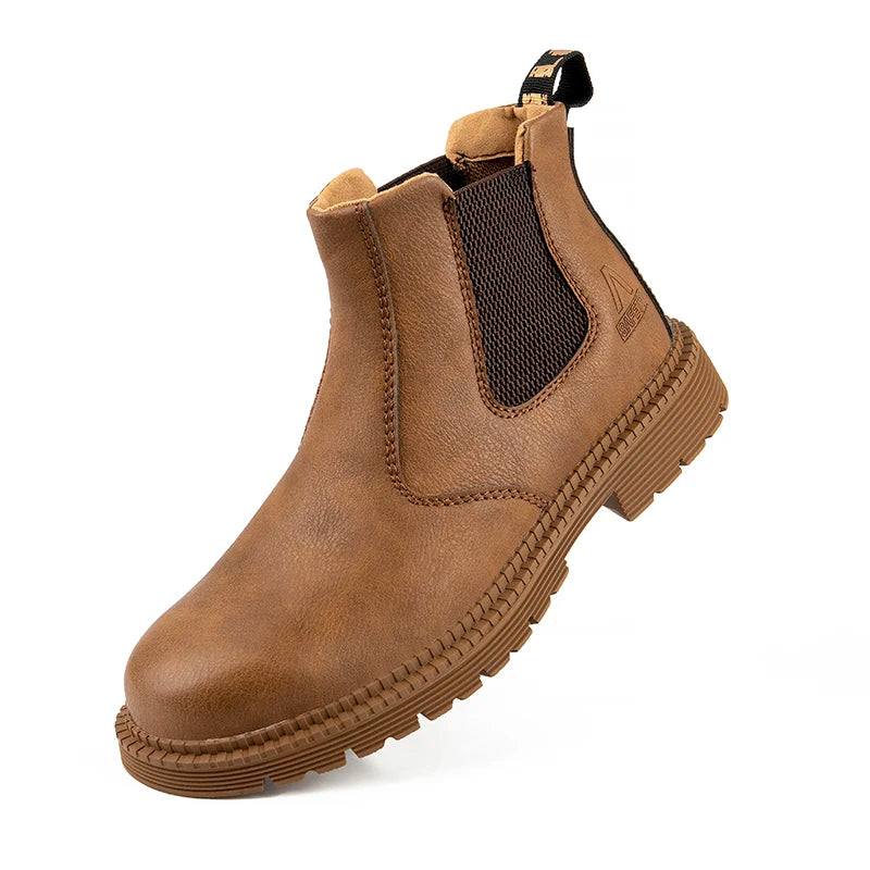 Scarpe Da Lavoro Antinfortunistiche Resistenti All Acqua Uomo Stivali In Pelle Con Testa In Acciaio Marrone