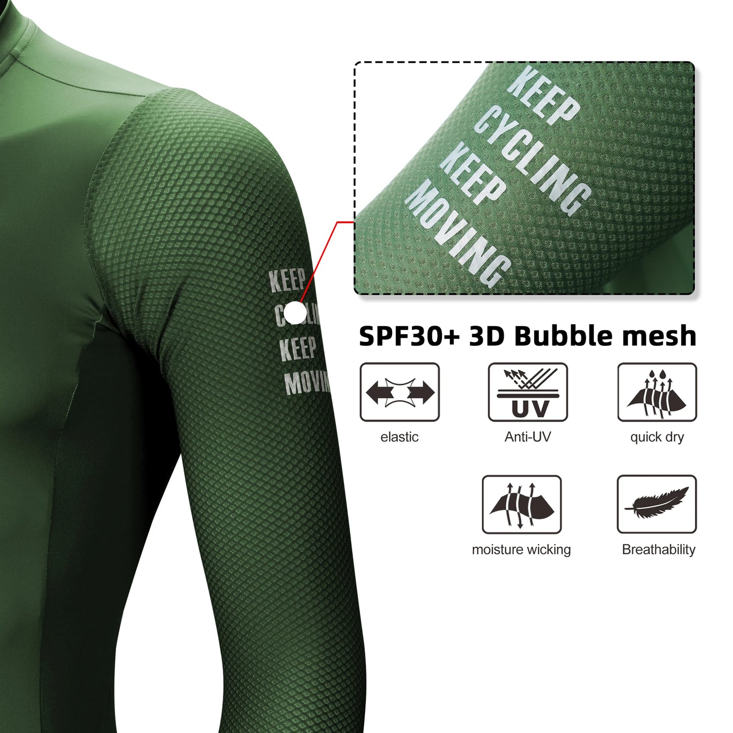Maglia Ciclismo Manica Lunga Pro Aero Traspirante 3D Bubble Mesh Uomo Donna Antipilling Asciugatura Rapida