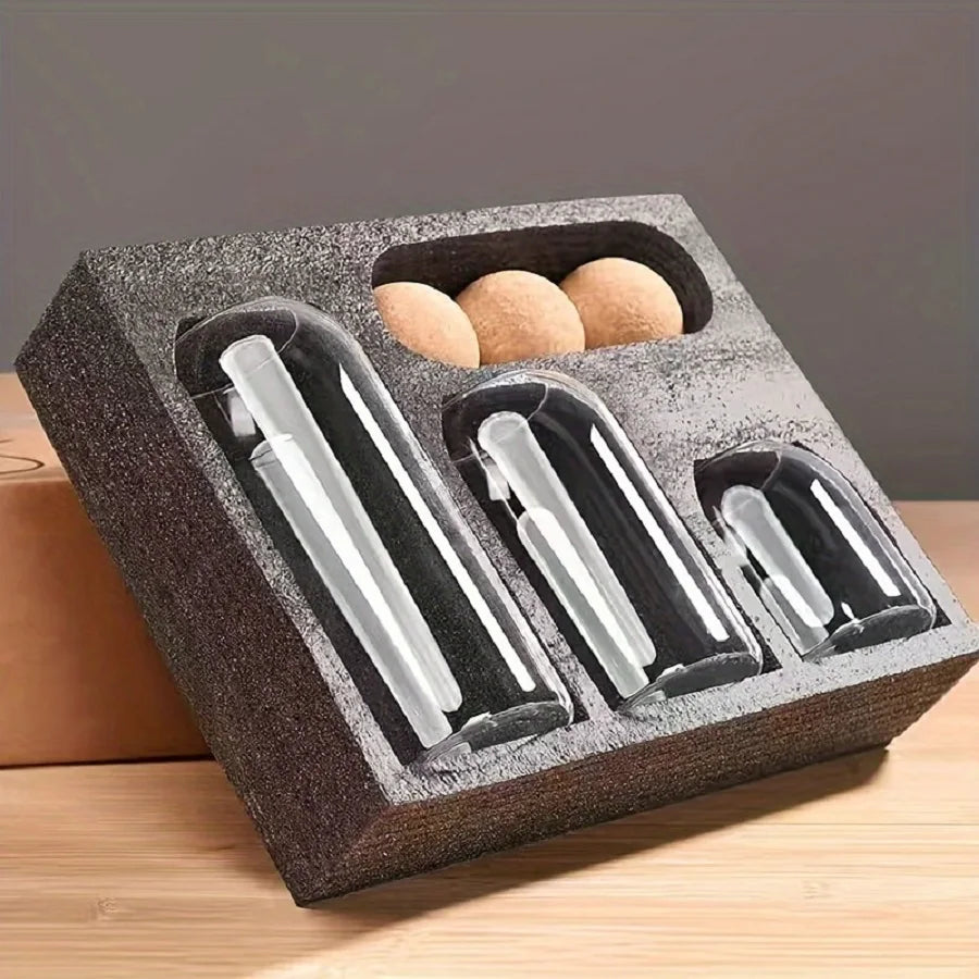 Set Barattoli In Vetro Per Cucina Tre Pezzi Con Coperchio Ermetico In Legno E Sfera Di Sughero Capacità 0,5 1 L Ecologici Decorativi