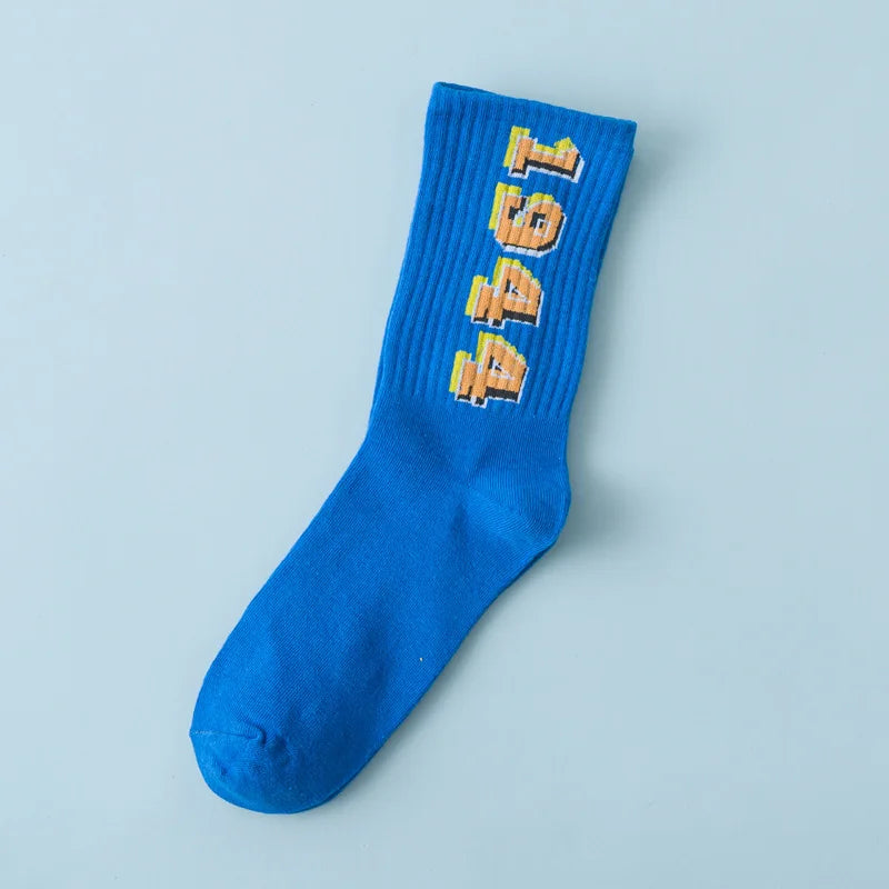 Calzini A Tubo Unisex Multicolore Traspiranti Con Alfabeti Per Sport Hip Hop Street Coppie