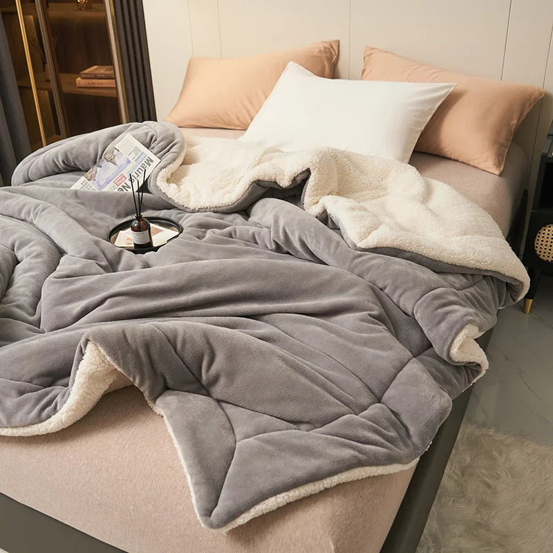 Coperta Super Morbida In Lana Di Agnello Imitazione Pile Autunno Inverno Doppia Regina Per Divano Latte Alta Qualità
