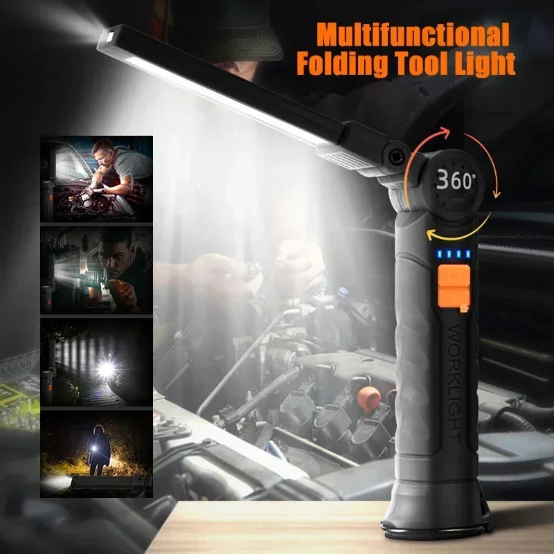 Torcia Portatile A LED COB Ricaricabile USB Lanterna Magnetica Con Batteria Incorporata Per Campeggio E Lavoro