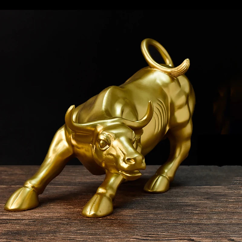 Scultura Toro In Resina 27 Cm Statua Animale Decorazione Per Casa Ufficio Vetrina Regalo Elegante