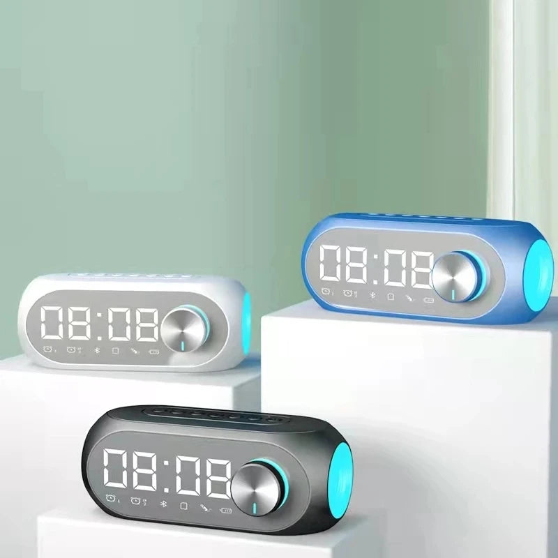 Sveglia Radio FM Con Altoparlante Bluetooth Subwoofer Portatile Con Lampada Integrata E Suono Wireless