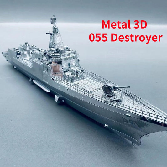 Modello di nave assemblato in metallo 055 Destroyer Kit fai da te modello di nave fatto a mano piccoli ornamenti