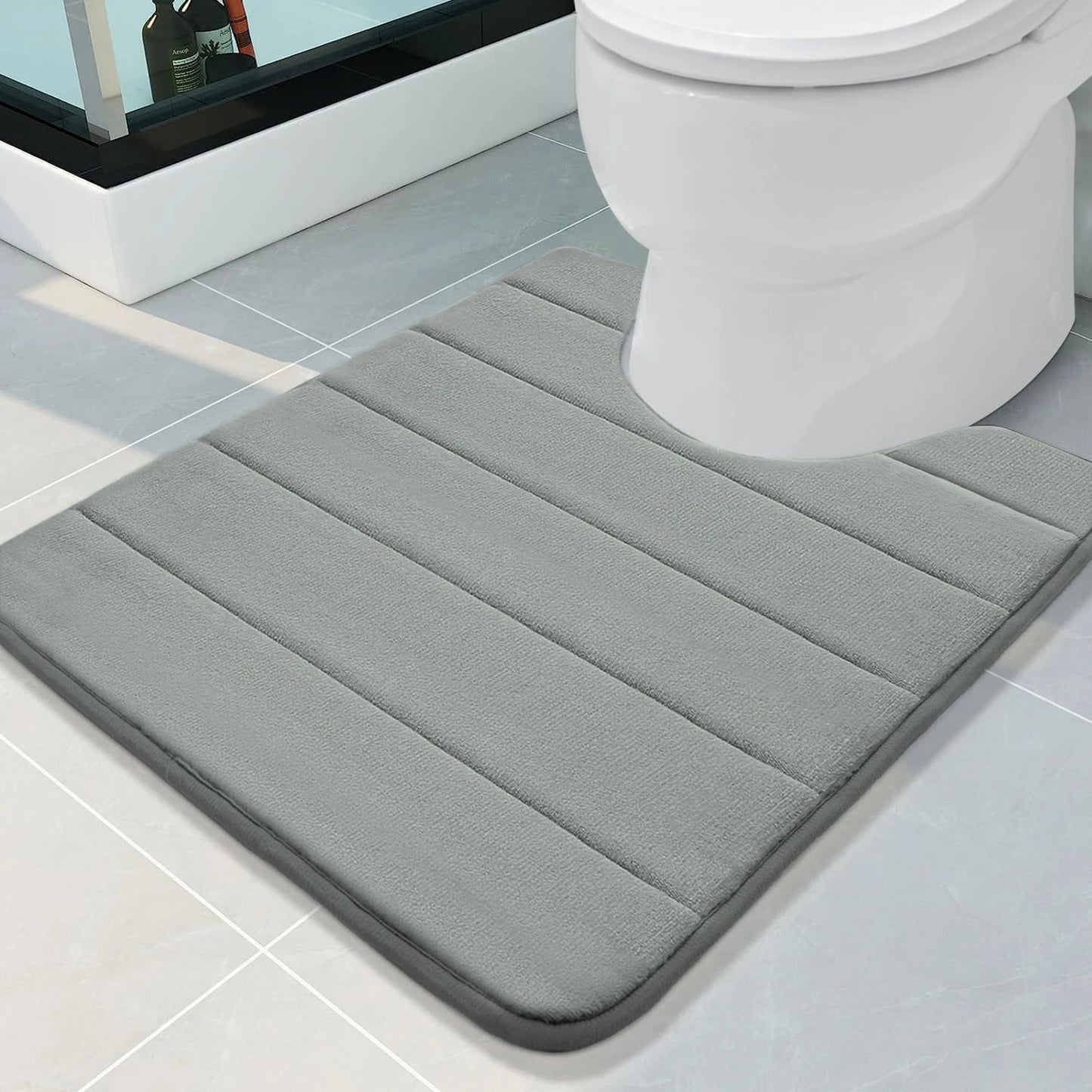 Tappetino Da Bagno A Forma Di U 50x60 Cm Memory Foam Assorbente Antiscivolo Per Pavimento Del Bagno