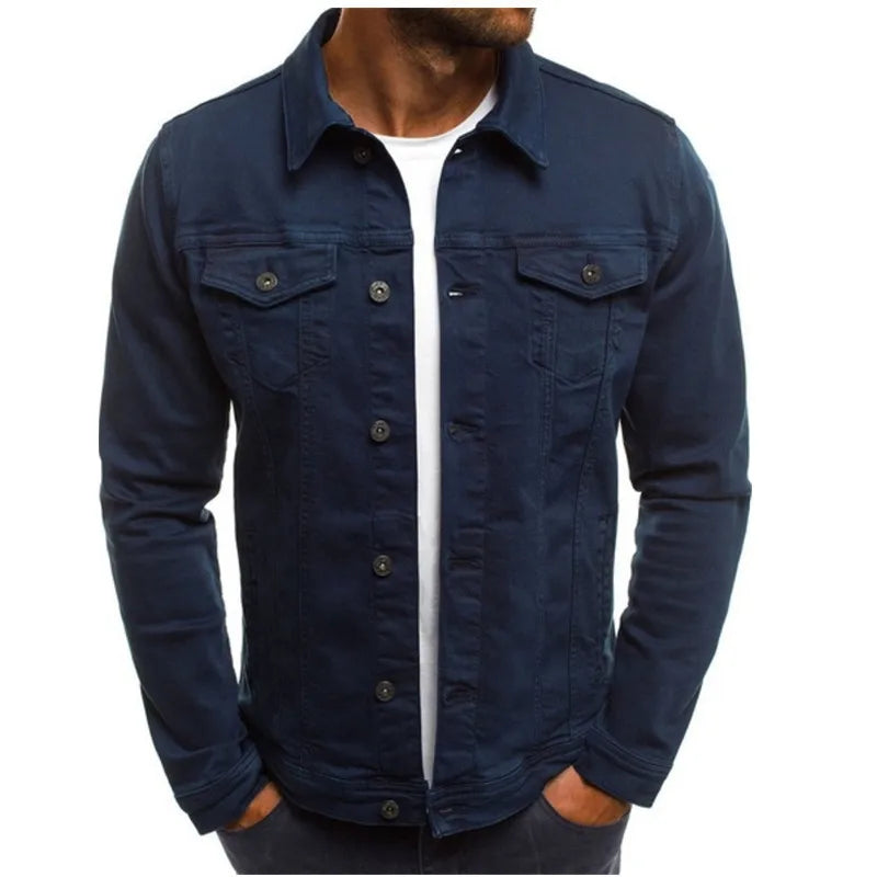 Giacche Jeans Uomo Slim Fit Hip Hop Streetwear Cotone Classico Abbigliamento Maschile Casual