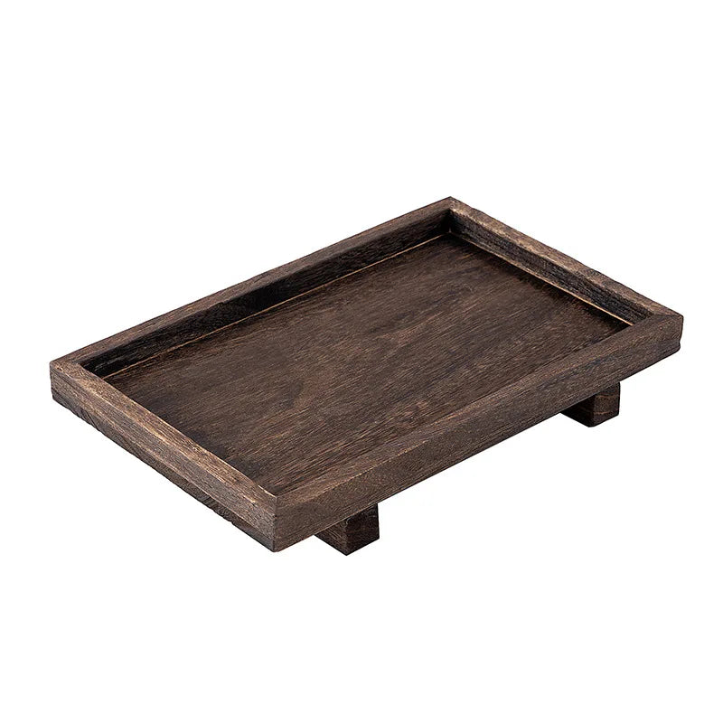 Vassoio Da Tè In Legno Stile Giapponese Con Raccogligocce In Bambù Per Cerimonia Del Tè E Portaoggetti Per Caffè