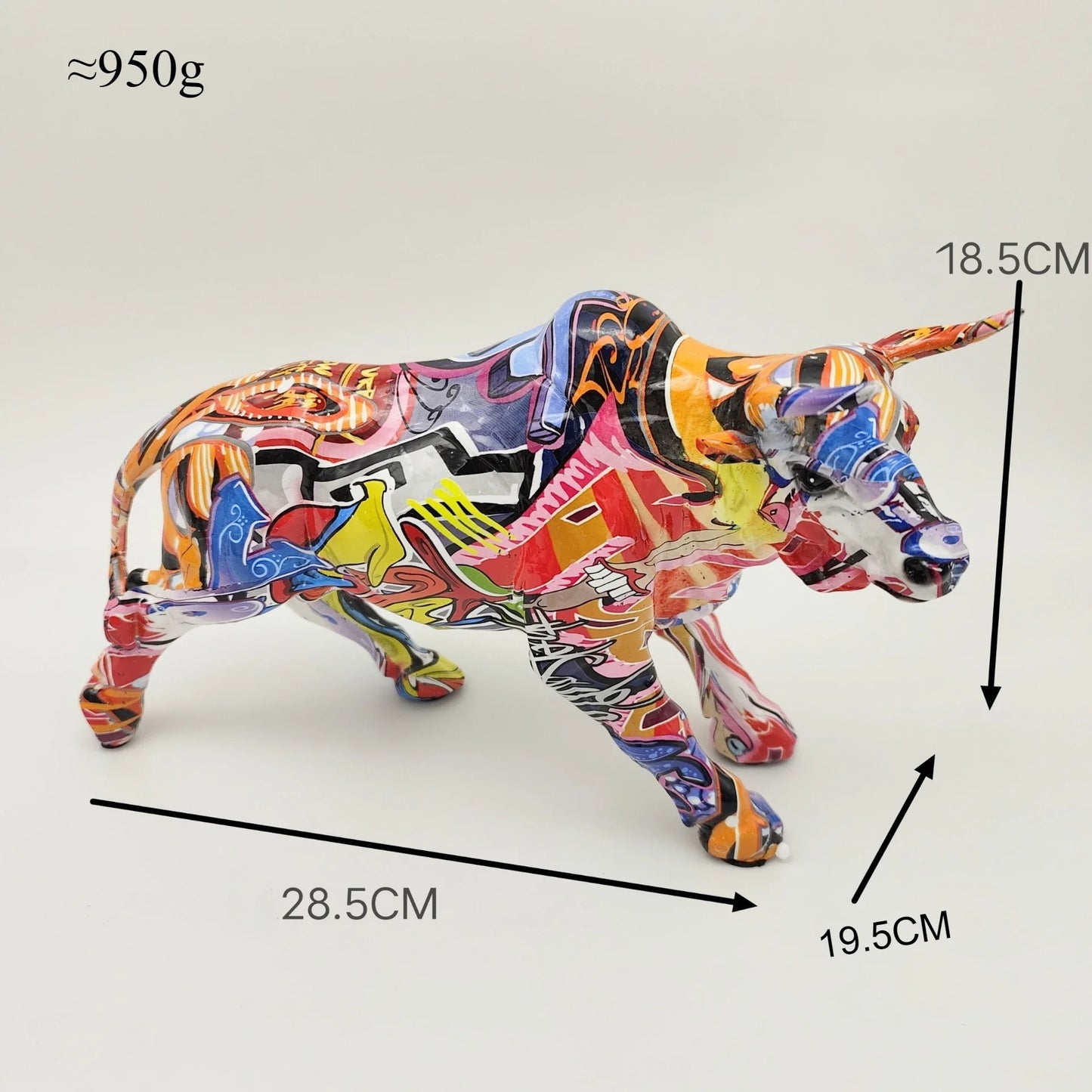 Statua di toro nordico in resina Wall Street Figurine di bue Animali Ornamenti per la casa Graffiti Toro Scultura per interni Decorazioni per la casa