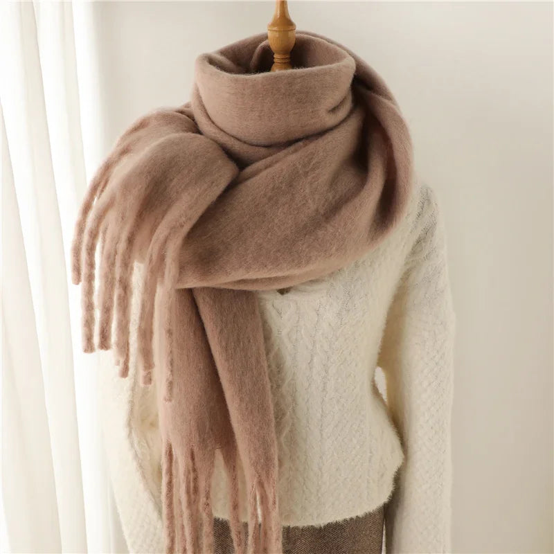 Sciarpa Invernale Per Donna Cashmere Caldo Pashmina Morbida Grande Scialle Con Nappa Poncho Lungo Echarpe