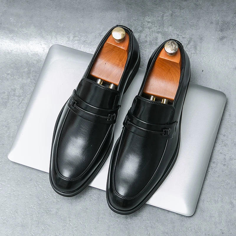 Scarpe Formali In Pelle Da Uomo Mocassini Slip On Classico Punta Tonda Traspirante Antiscivolo Per Ufficio Matrimonio