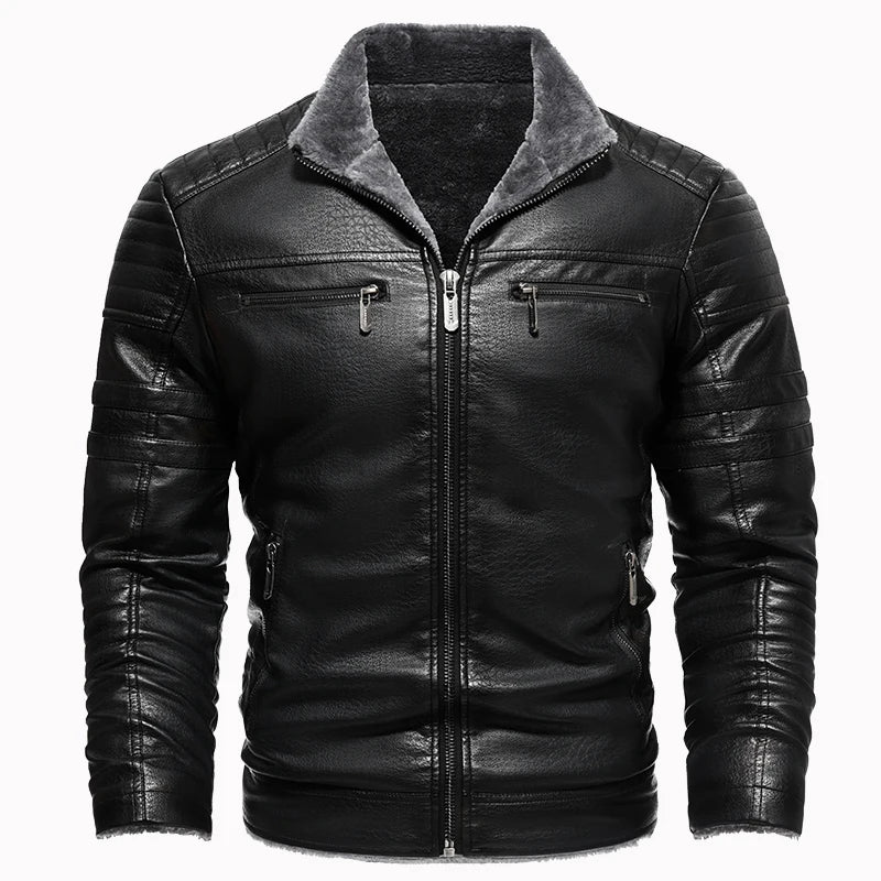 Cappotto Invernale Da Uomo In Pelle PU Addensata Peluche Caldo Retro Stile Urbano