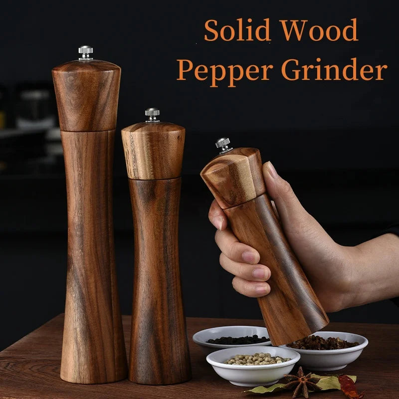 Macinapepe in Legno Regolabile con Forte Macinino in Ceramica per Sale e Pepe Spezie Utensile da Cucina 6 8 10 Pollici