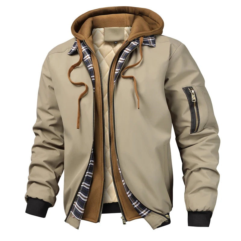 Giacca Bomber Calda Uomo Autunno Inverno Outdoor Con Cappuccio E Cerniera Termica Parka Sportiva