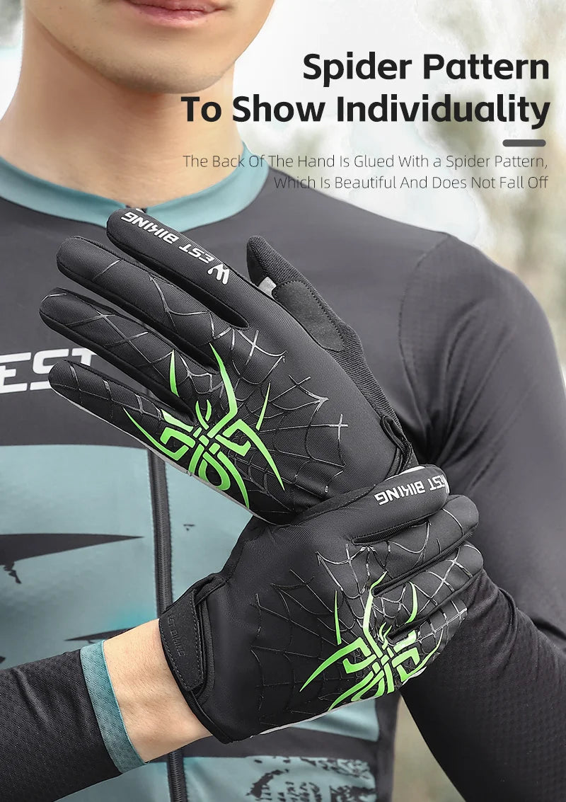 West Biking Guanti da Ciclismo Mezze Dita Con Motivo Ragni Cool Spider Estivo MTB Guanti da Strada Touch Screen
