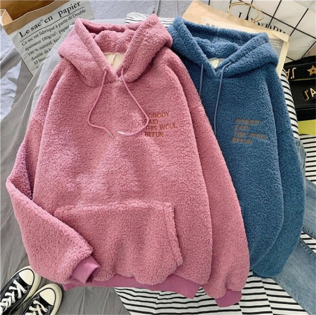 Felpa Con Cappuccio Donna Autunno Inverno Moda Coreana Allentata Casual Street Manica Lunga Lettera Solida