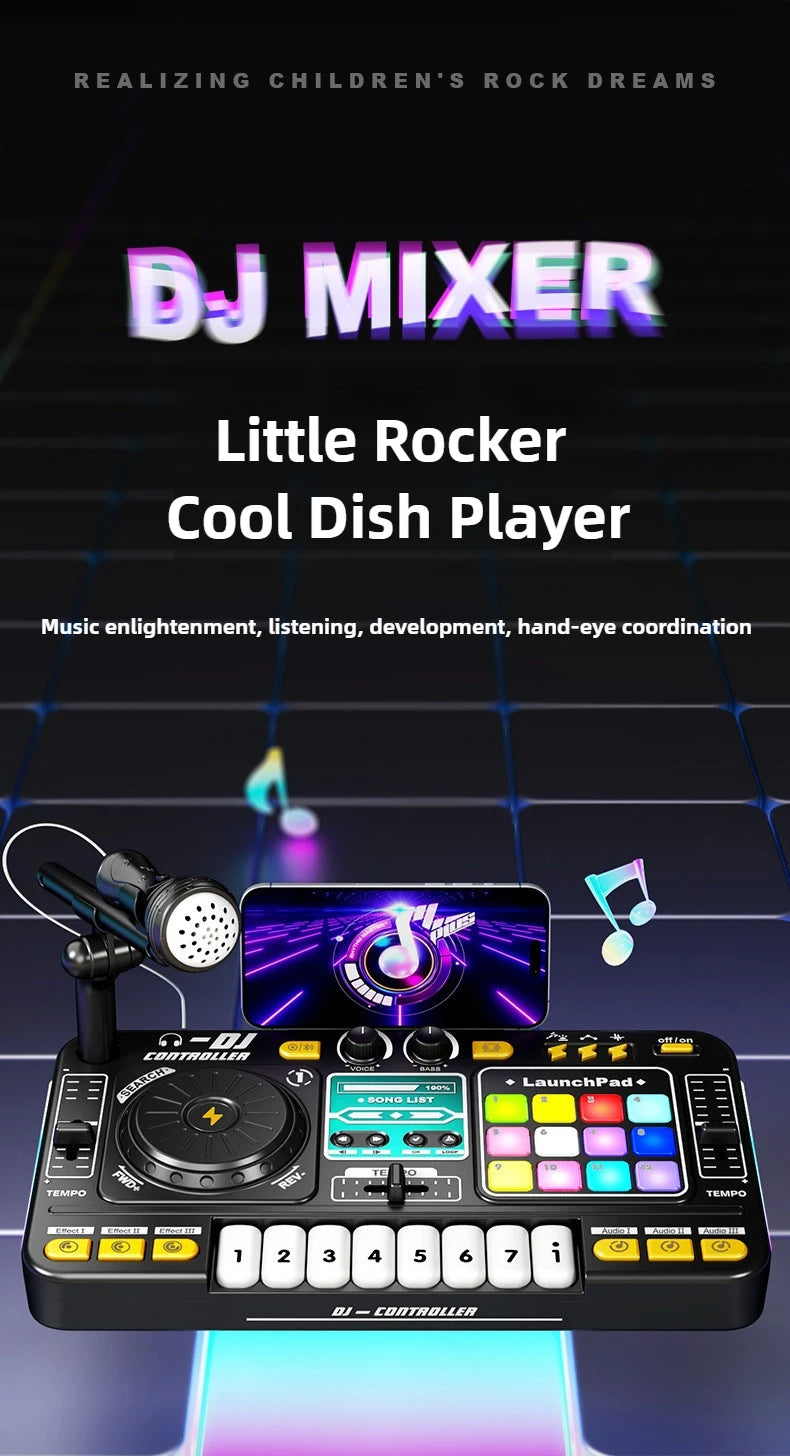 Simulazione per Bambini Mixer DJ Controller Giocattolo Tastiera Elettronica Apprendimento Regalo