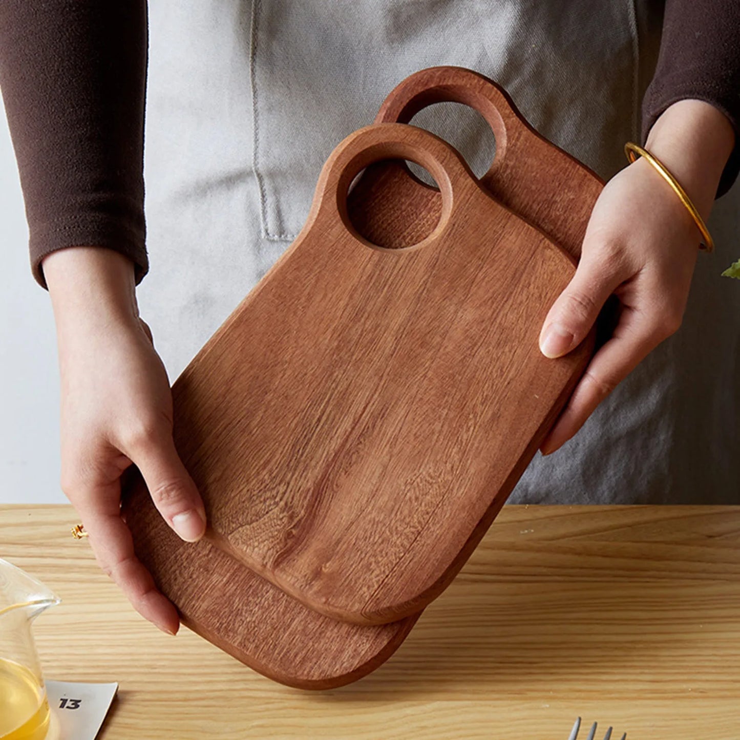 Tagliere In Legno Intagliato Rotondo Per Frutta E Bistecche Piatto Da Pranzo Per Bambini