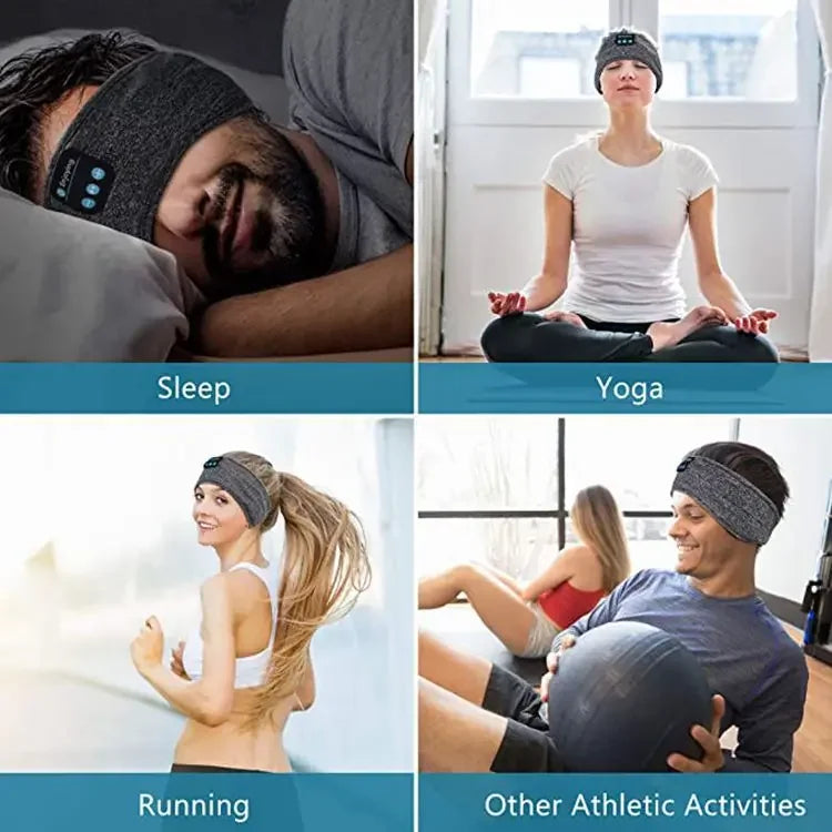 Maschera Per Il Sonno Con Cuffie Bluetooth Wireless Fascia Per Capelli Morbida Elastica Comoda Per Dormire Sul Fianco