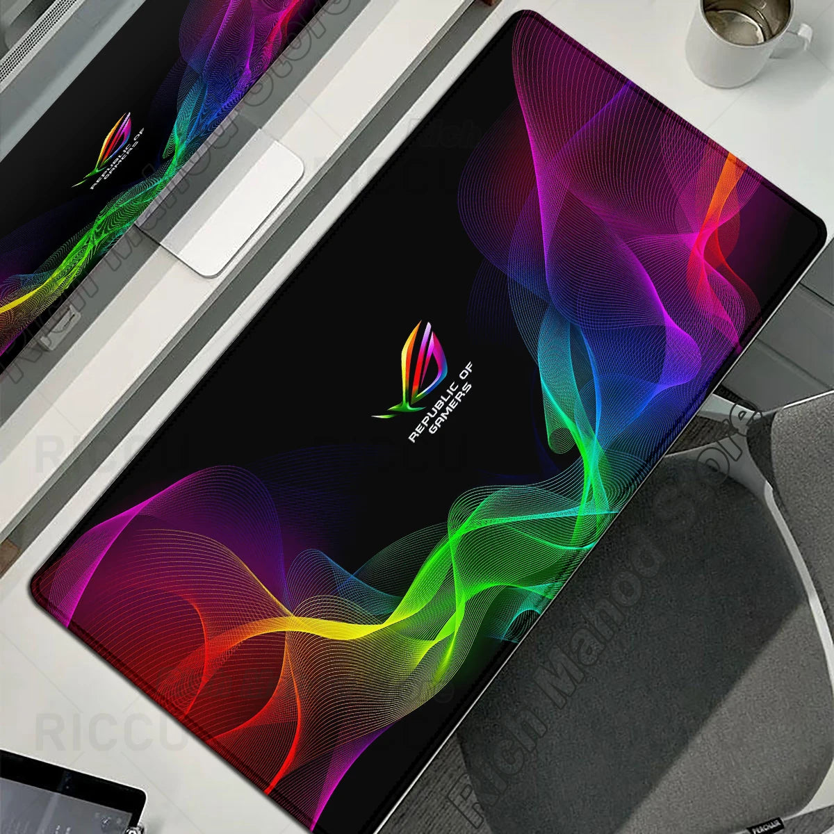 Tappetino per Mouse XXL ASUS ROG Republic Of Gamers Antiscivolo in Gomma per Scrivania da Gioco e Tastiera