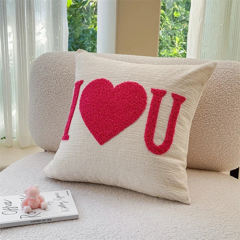 Fodera Cuscino Coppia Rosa Rossa In Ciniglia Ricamo Amore San Valentino Fodere Decorativi Cuscini Casa Moderna 45x45 Cm