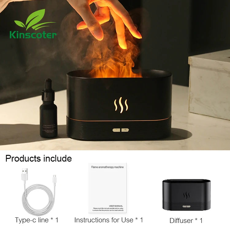 Kinscoter Diffusore Aroma Umidificatore Ultrasuoni Led Freddo Mist Maker Olio Essenziale 180ml Per Ambienti 11 20 m2