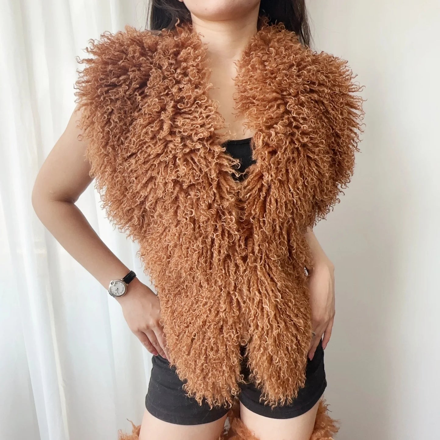 Lanmrem 2025 Gilet Pelliccia Sintetica Donna Imitazione Shearling Chic Autunno Inverno Abbigliamento 2DB4916