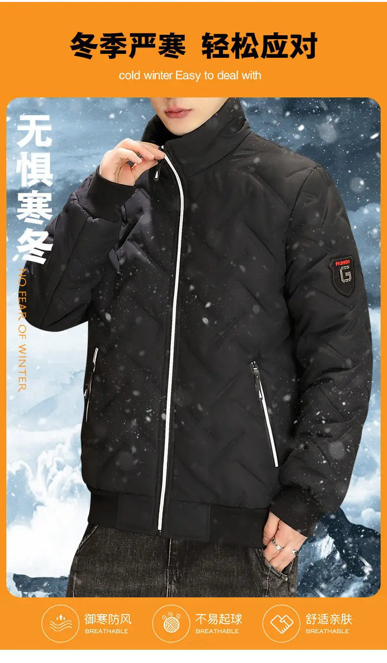 Piumino In Cotone Da Uomo 2026 Nuova Moda Autunno Inverno Giacca Corta Imbottita Con Collo Alto Casual Senza Cappuccio