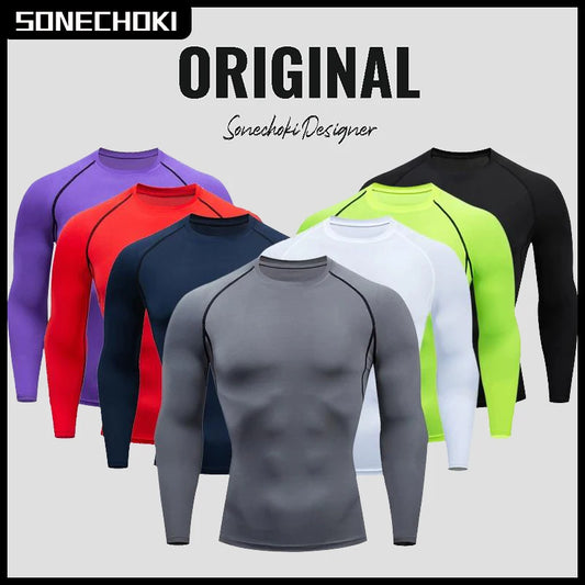 Maglia Compressiva Da Uomo A Maniche Lunghe Per Allenamento Palestra Ad Asciugatura Rapida Fitness