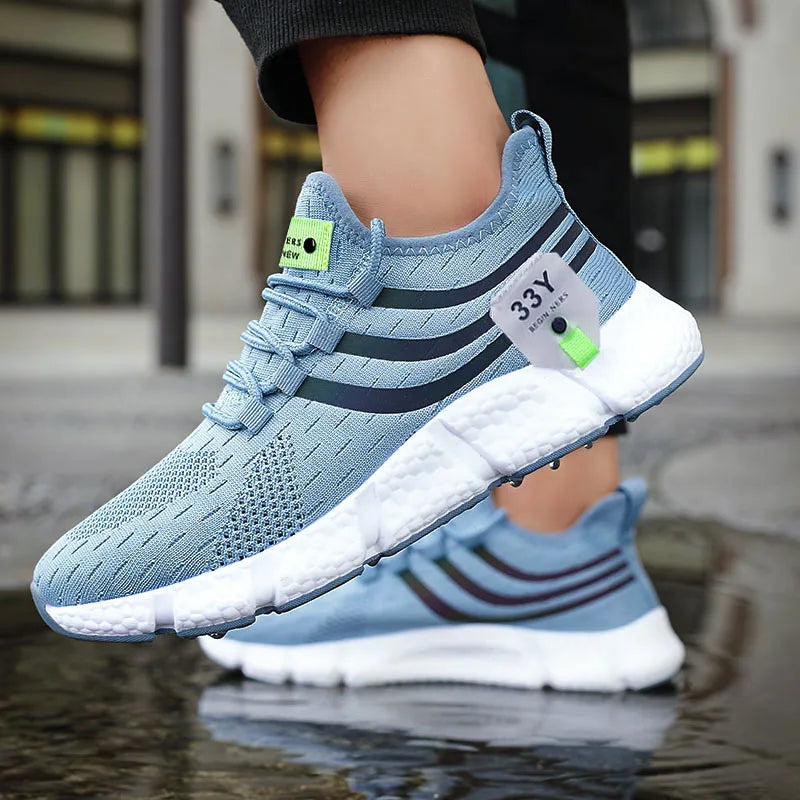 Scarpe sportive casual da uomo Sneakers leggere e traspiranti Scarpe da corsa nere in mesh per esterni Scarpe da passeggio per tennis da jogging atletiche