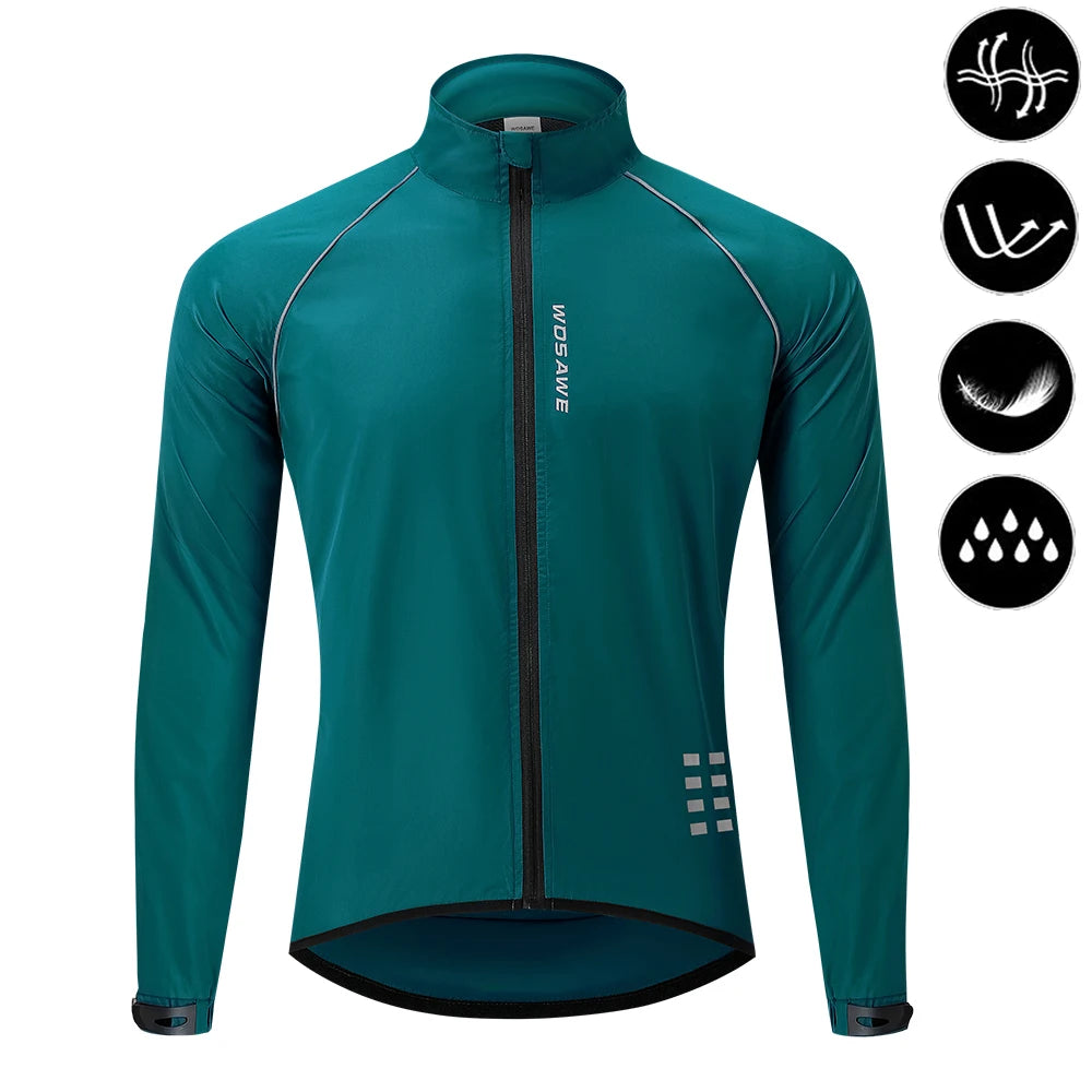 Giacca A Vento Ciclismo Uomo Antivento Riflettente Ultraleggera A Maniche Lunghe Per MTB E Bici Da Strada