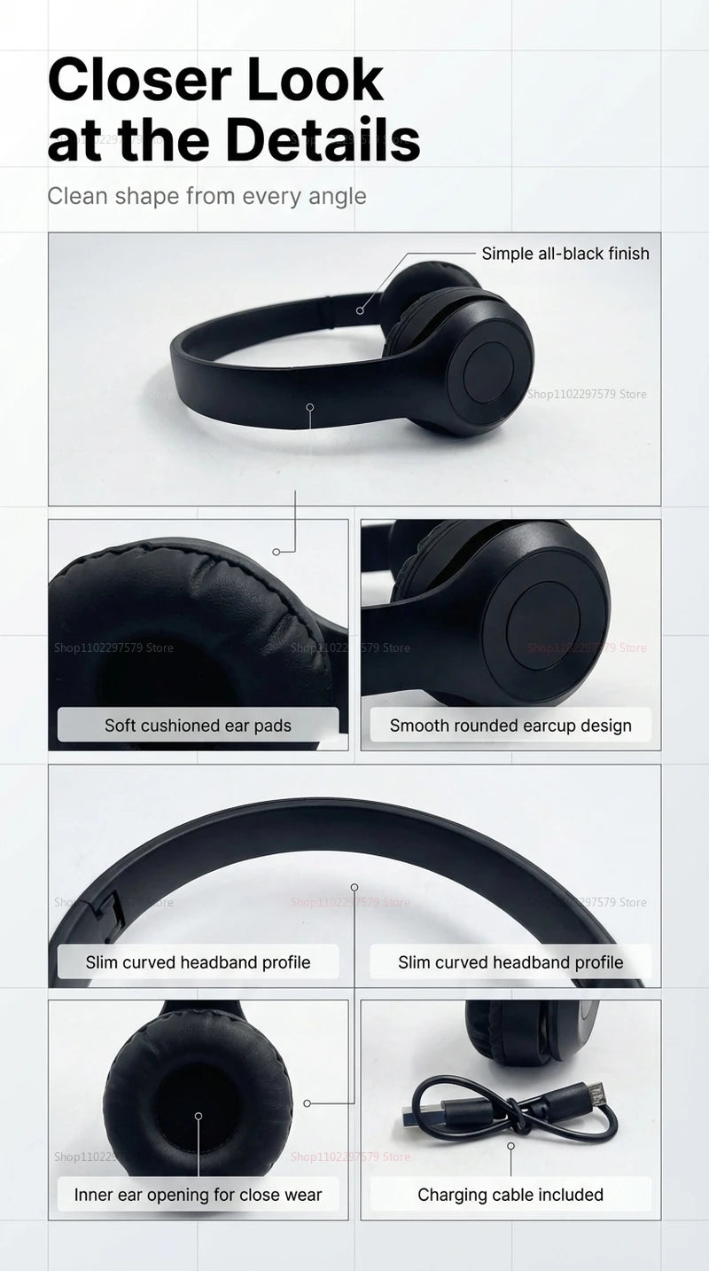 Cuffie Wireless Bluetooth Ad Alta Fedeltà Con Microfono HD Integrato Audio Stereo Nitido Connessione Stabile
